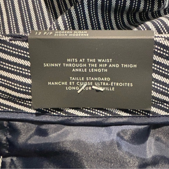 BANANA REPUBLIC Sz 12P Sloan Navy and White Slim Leg Ankle Length Trousers NEW - Picture 9 of 11